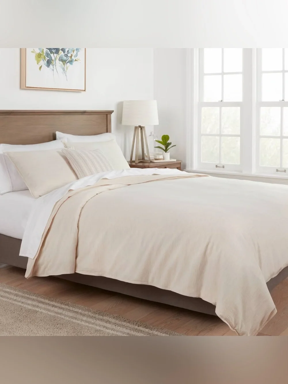 Threshold Cream/Khaki Cotton full/queen Duvet Cover Set